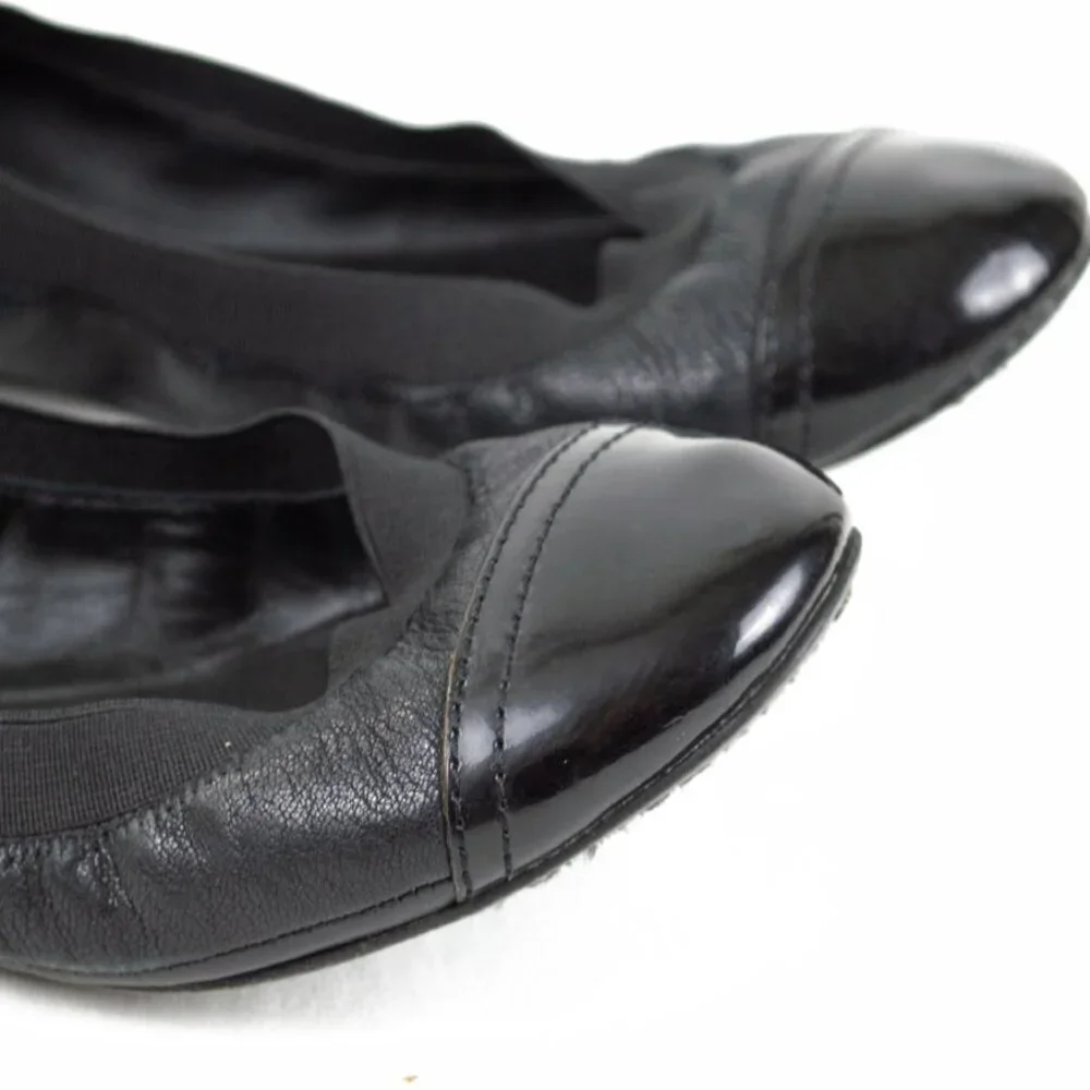 Tory Burch Black Patent Toe Ballet Flats